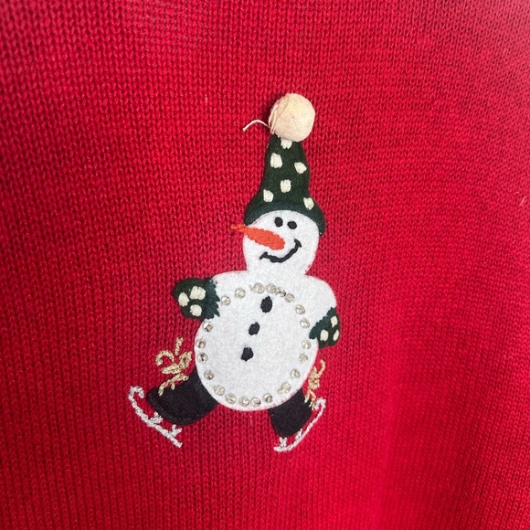 Heirloom Collectibles Snowman Hand Knit Christmas Sweater | Size L - Picture 6 of 8
